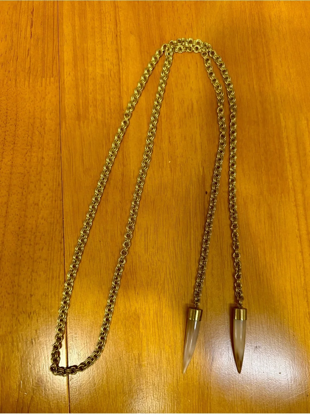 Soko Knotted Lariat Horn Talon Necklace, Goldtone with Tan Horns, QVC